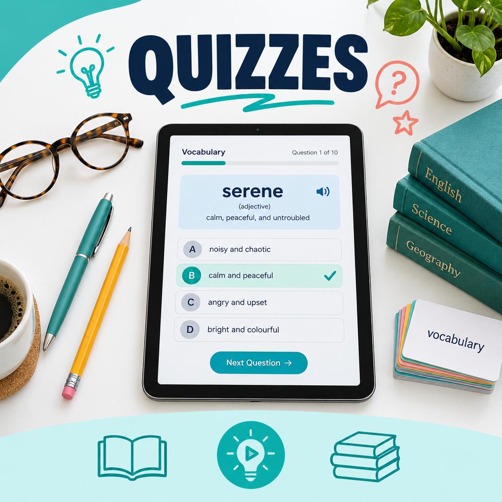 Quizzes lessons — Learn, check, and level up